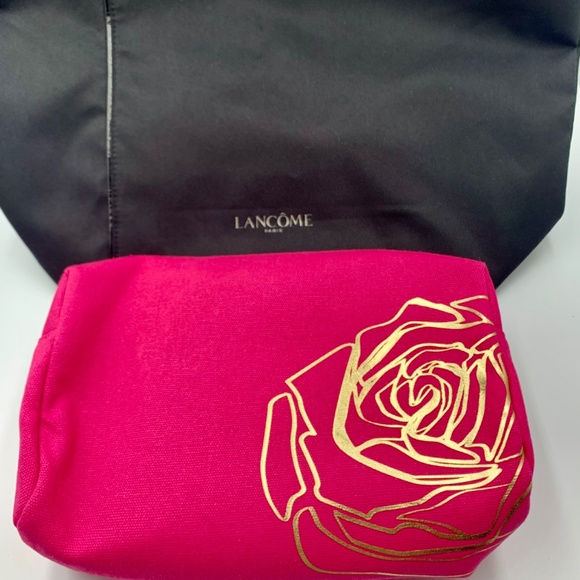Lancôme travel pink/gold floral Limited Edition makeup bag & classic black tote - Picture 3 of 15